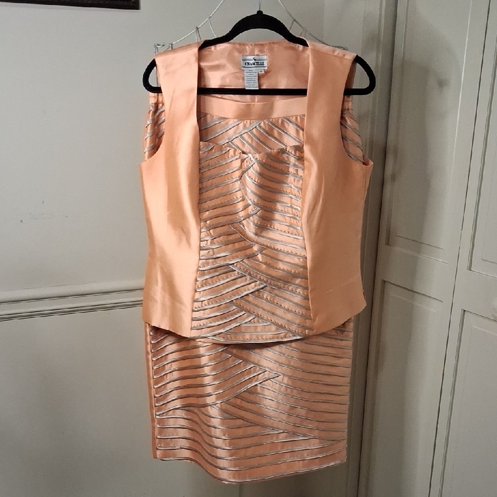 Elegant Peach Women's Skirt Set